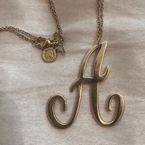 C. Wonder gold A initial necklace — 16” chain, monogram